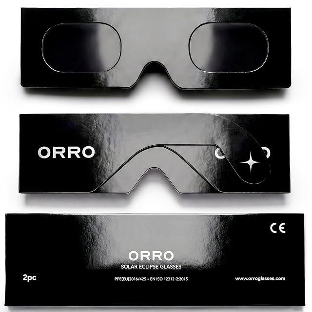 Occhiali da eclissi ORRO neri con montatura da 45 mm