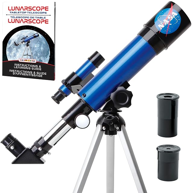 Telescopio lunare Blue Marble NASA sul suo treppiede da tavolo