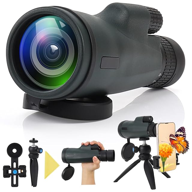 Monocolo zoom Czemo 10-30×50 con supporto per telefono sul suo treppiede metallico
